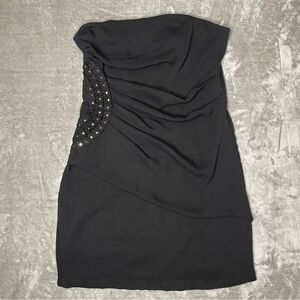 Johnathan Martin Black Strapless Ruched Cocktail Dress Size 14